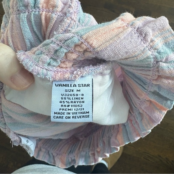 Vanilla Star Pastel Striped Linen Shorts - Size Medium - Picture 5 of 5